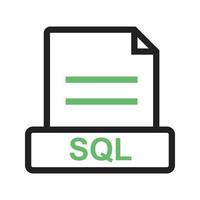 SQL Line Green and Black Icon vector
