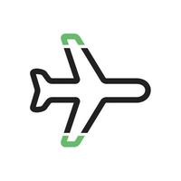 línea de modo avión icono verde y negro vector