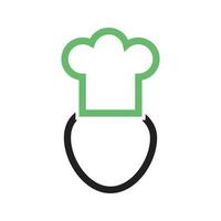 línea de chef icono verde y negro vector