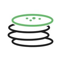 Pancakes Line Green and Black Icon vector