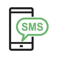 línea de notificación de sms icono verde y negro vector