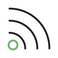 rss línea de alimentación icono verde y negro vector