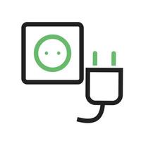 Plug and Socket Line Green and Black Icon vector