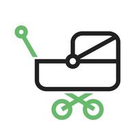 Stroller I Line Green and Black Icon vector