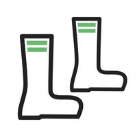 línea de botas icono verde y negro vector