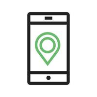 Locate on Mobile Line Green and Black Icon vector