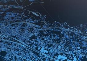 big city top view. illustration in casual graphic design. fragment hong kong 3d render photo