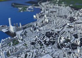 big city top view. illustration in casual graphic design. fragment hong kong 3d render photo