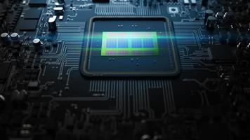 a fragment of computer hardware components. powerful cpu on a chip photo