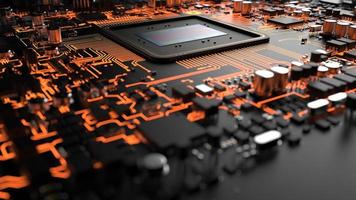 a fragment of computer hardware components. powerful cpu on a chip photo
