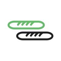 línea de pan francés icono verde y negro vector