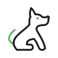 línea de perro mascota icono verde y negro vector