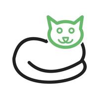 línea de gato mascota icono verde y negro vector