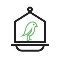 Bird in Bird House Line Green and Black Icon vector