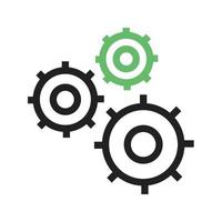 Multiple Cogwheels Line Green and Black Icon vector