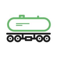 icono verde y negro de la línea del vagón del tanque vector