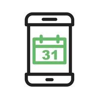 Calendar App Line Green and Black Icon vector