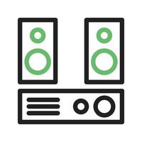 icono verde y negro de la línea del sistema de audio vector