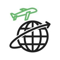 Global Flights Line Green and Black Icon vector