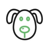 Dog Face Line Green and Black Icon vector