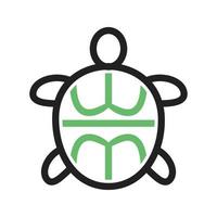 Pet Turtle Line Green and Black Icon vector