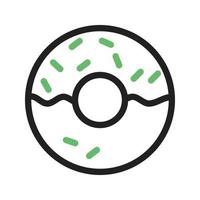 Cream Doughnut Line Green and Black Icon vector