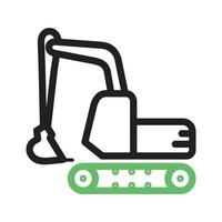 Excavator Line Green and Black Icon vector