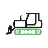 Bulldozer Line Green and Black Icon vector