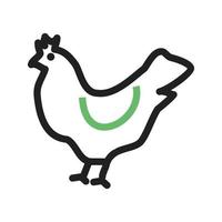 línea de gallina icono verde y negro vector