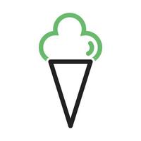 línea de helado de cono icono verde y negro vector