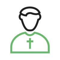 Priest Line Green and Black Icon vector