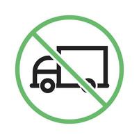 No truck sign Line Green and Black Icon vector