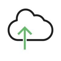 Cloud with upward arrow Line Green and Black Icon vector