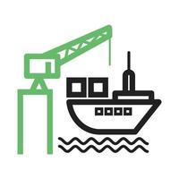 Delivery via Shipping Line Green and Black Icon vector