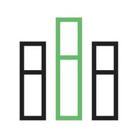 línea de barras verticales icono verde y negro vector