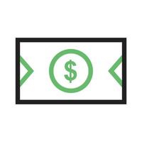 línea de dólar icono verde y negro vector