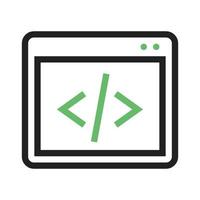 línea de programación icono verde y negro vector