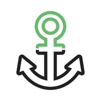 Anchor Line Green and Black Icon vector