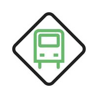 línea de señal de parada de autobús icono verde y negro vector