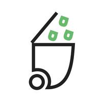 Recycle Bin Line Green and Black Icon vector