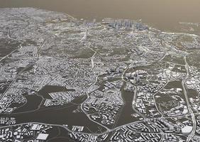 big city top view. illustration in casual graphic design. fragment hong kong 3d render photo