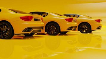 auto yellow. 3d illustration of fragments of vehicles on a white background. photo