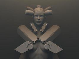 people of the future . 3d illustration on the theme of robots. military industry and games photo