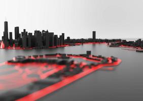 big city top view. illustration in casual graphic design. fragment hong kong 3d render photo