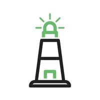 línea de faro icono verde y negro vector