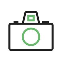 Camera Enhance Line Green and Black Icon vector