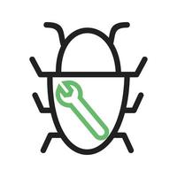 Bug Fixing Line Green and Black Icon vector