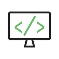 Custom Coding Line Green and Black Icon vector