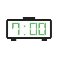 línea de reloj digital icono verde y negro vector