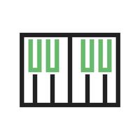 línea de piano icono verde y negro vector